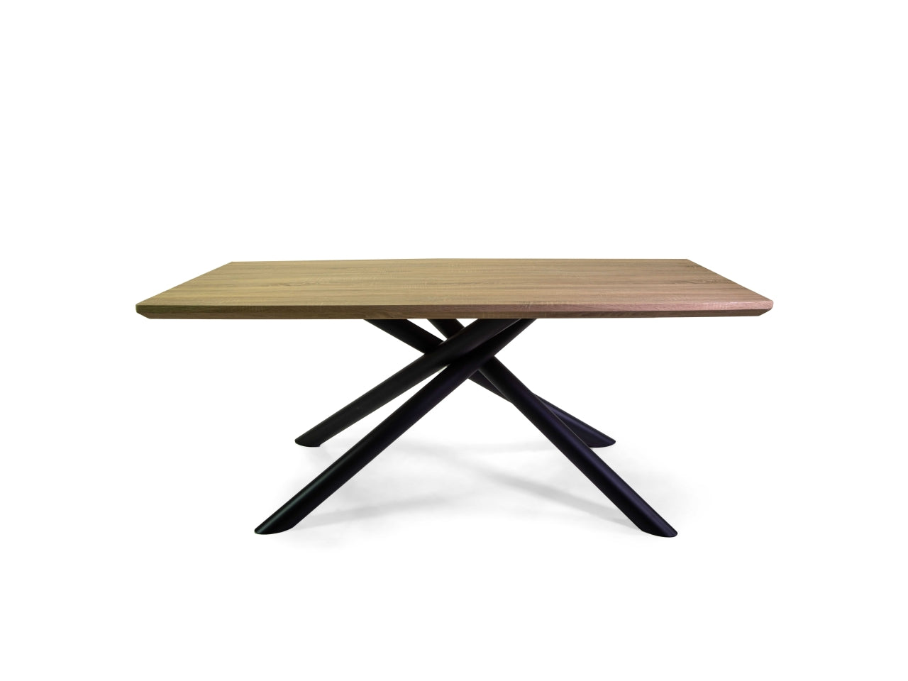 Tavolo in metallo con top in legno colore nero 180x90xh.75cm