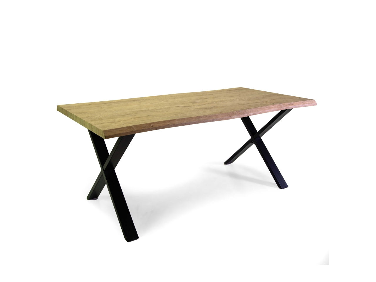 Tavolo in metallo con top in legno colore nero 180x90xh.75cm