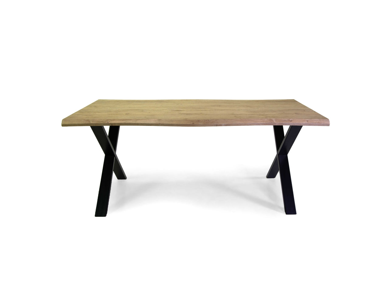 Tavolo in metallo con top in legno colore nero 180x90xh.75cm