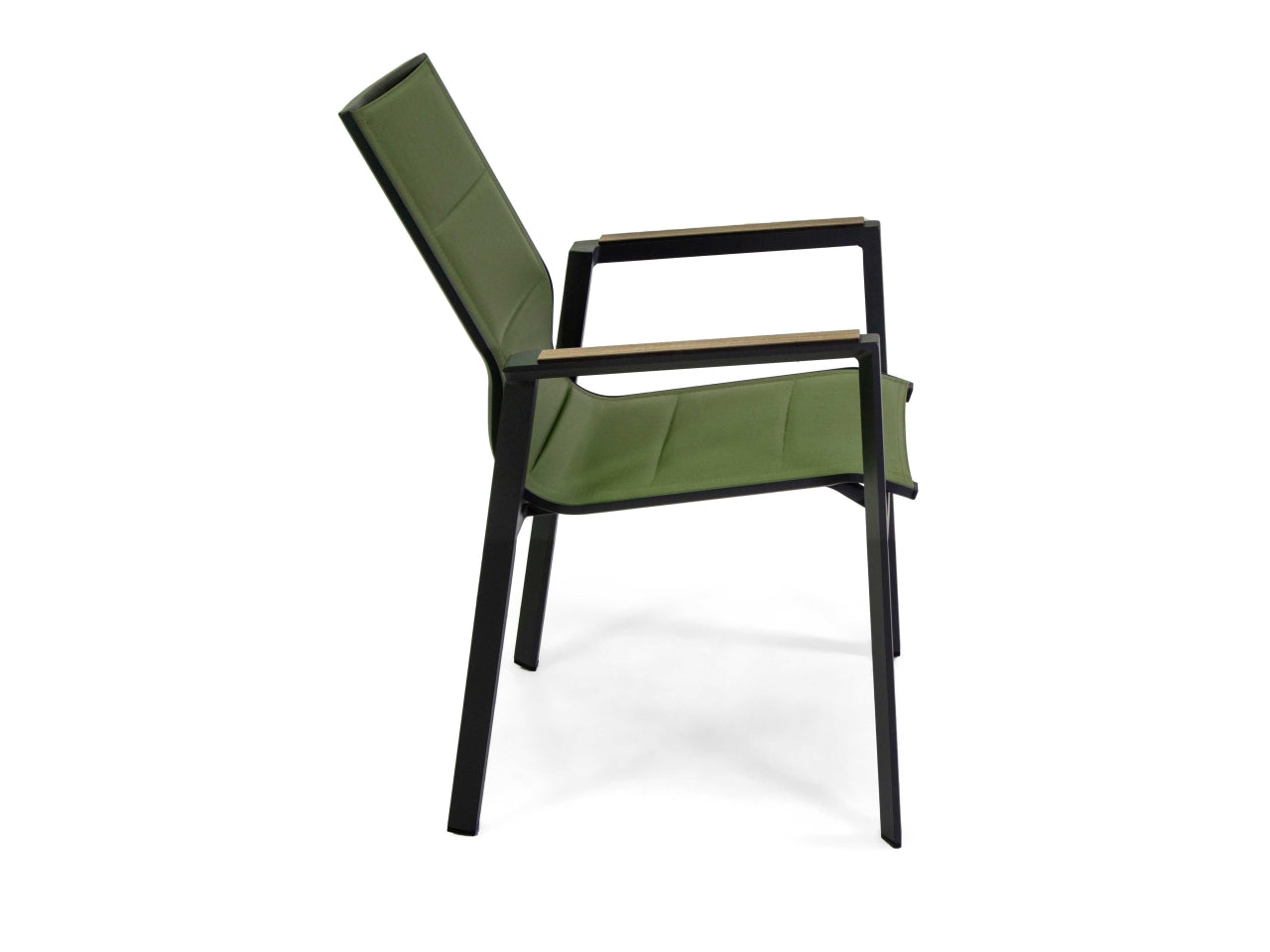 Poltrona in alluminio textilene riverside colore verde bracciolo in hpl 56x66xh.90cm