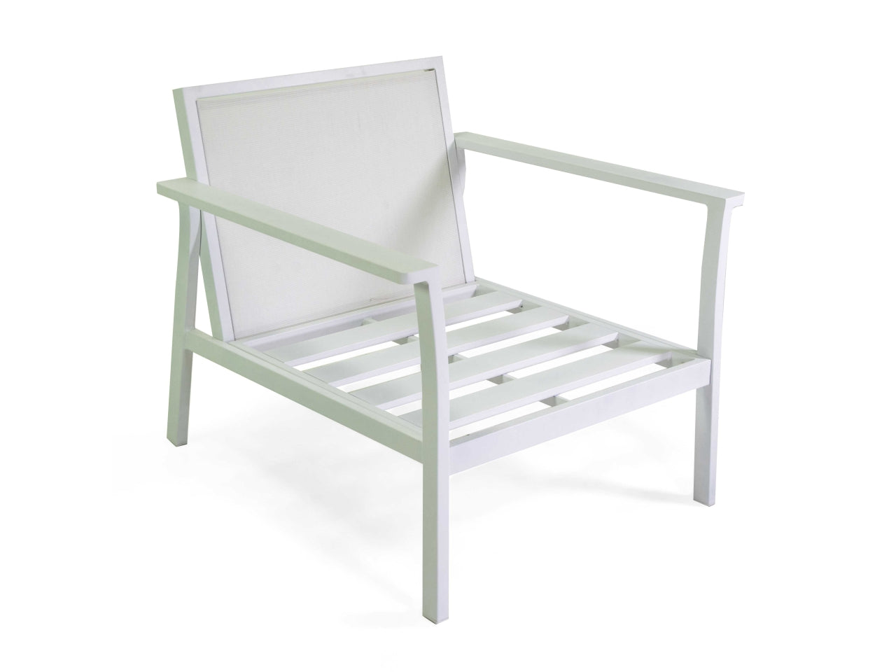Salotto in alluminio fremont colore bianco con cuscini colore grigio 2 posti