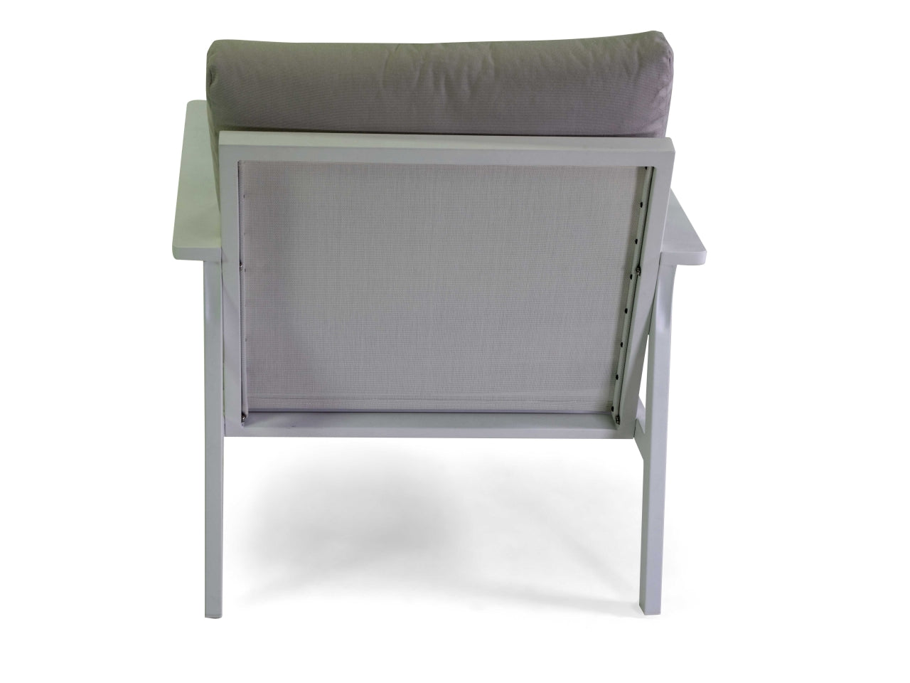 Salotto in alluminio fremont colore bianco con cuscini colore grigio 2 posti