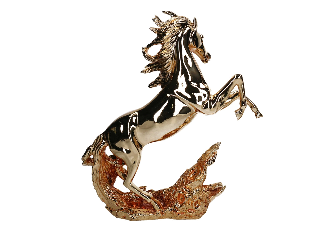 Cavallo in resina oro 38cm