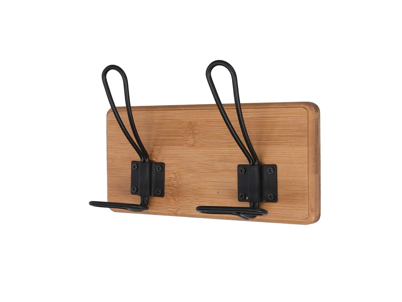 Attaccapanni da parete industrial in legno naturale e metallo nero 2 posti 22x13,5 cm - Vacchetti