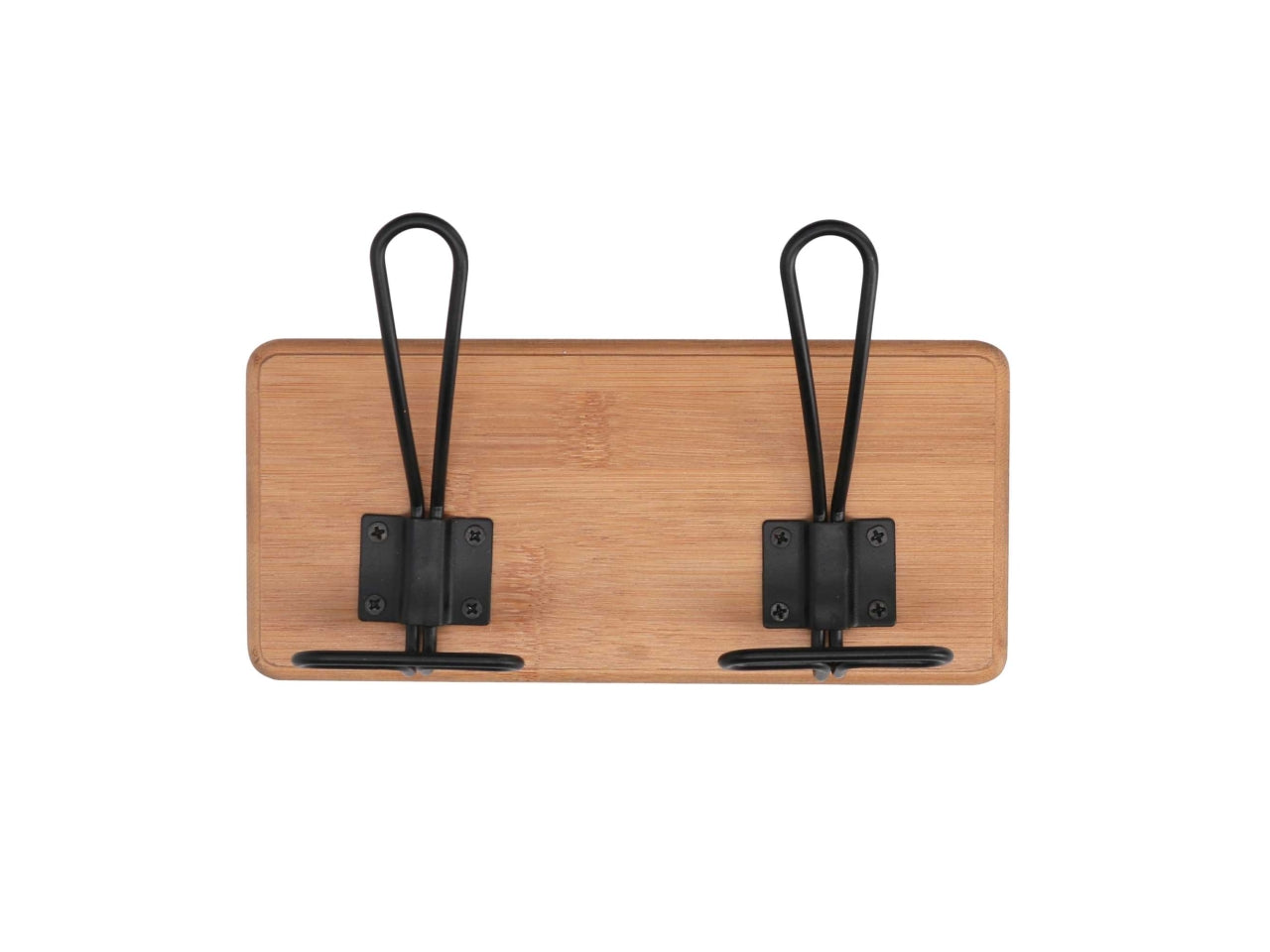 Attaccapanni da parete industrial in legno naturale e metallo nero 2 posti 22x13,5 cm - Vacchetti
