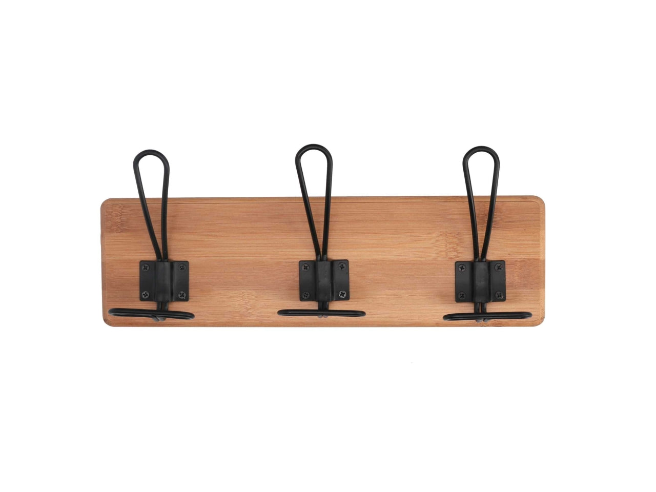 Attaccapanni da parete industrial in legno naturale e metallo nero 3 posti 34x13,5 cm - Vacchetti