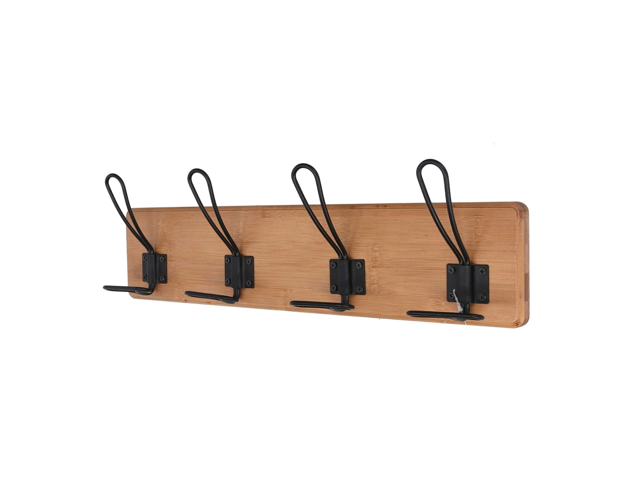 Attaccapanni da parete industrial in legno naturale e metallo nero 4 posti 47x13,5 cm - Vacchetti