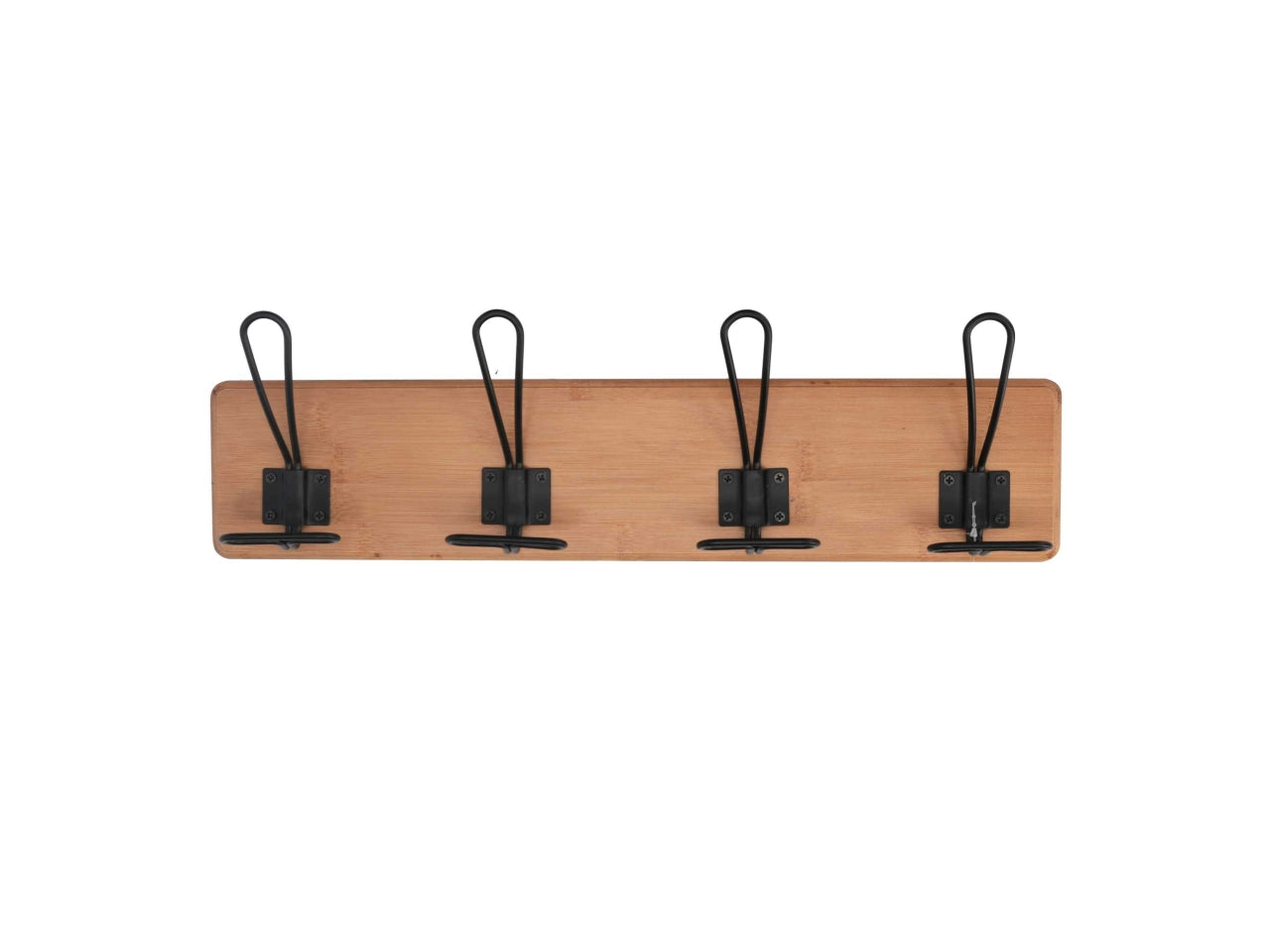 Attaccapanni da parete industrial in legno naturale e metallo nero 4 posti 47x13,5 cm - Vacchetti
