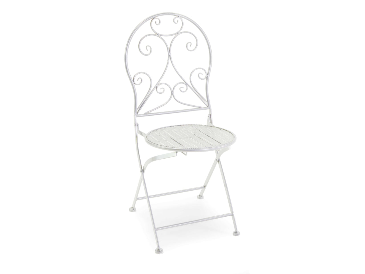 Tavolo in metallo leila colore bianco tondo con 2 sedie d.60xh.71cm