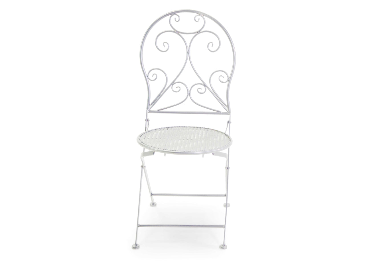 Tavolo in metallo leila colore bianco tondo con 2 sedie d.60xh.71cm