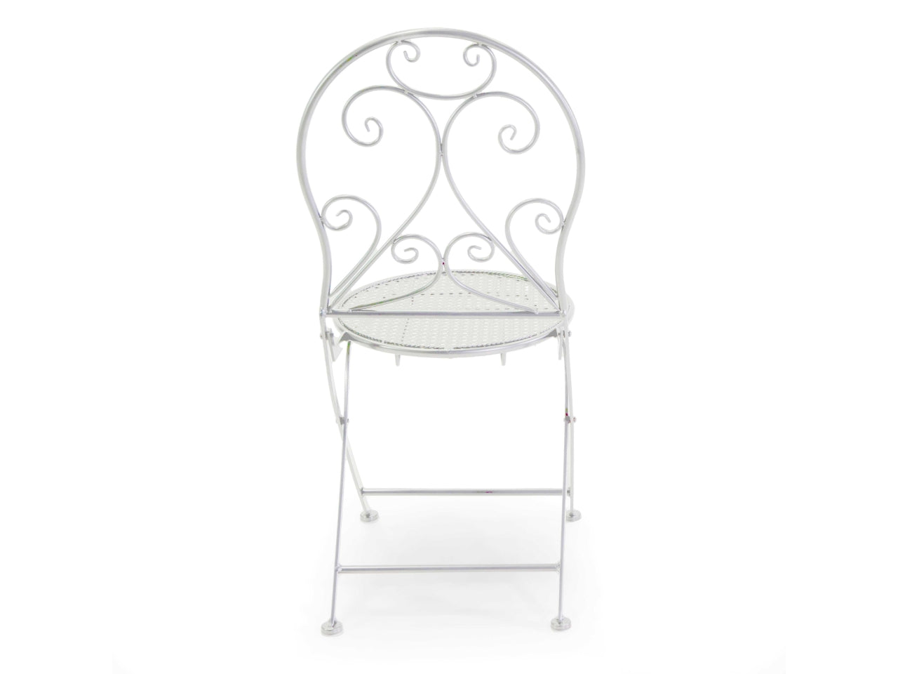 Tavolo in metallo leila colore bianco tondo con 2 sedie d.60xh.71cm