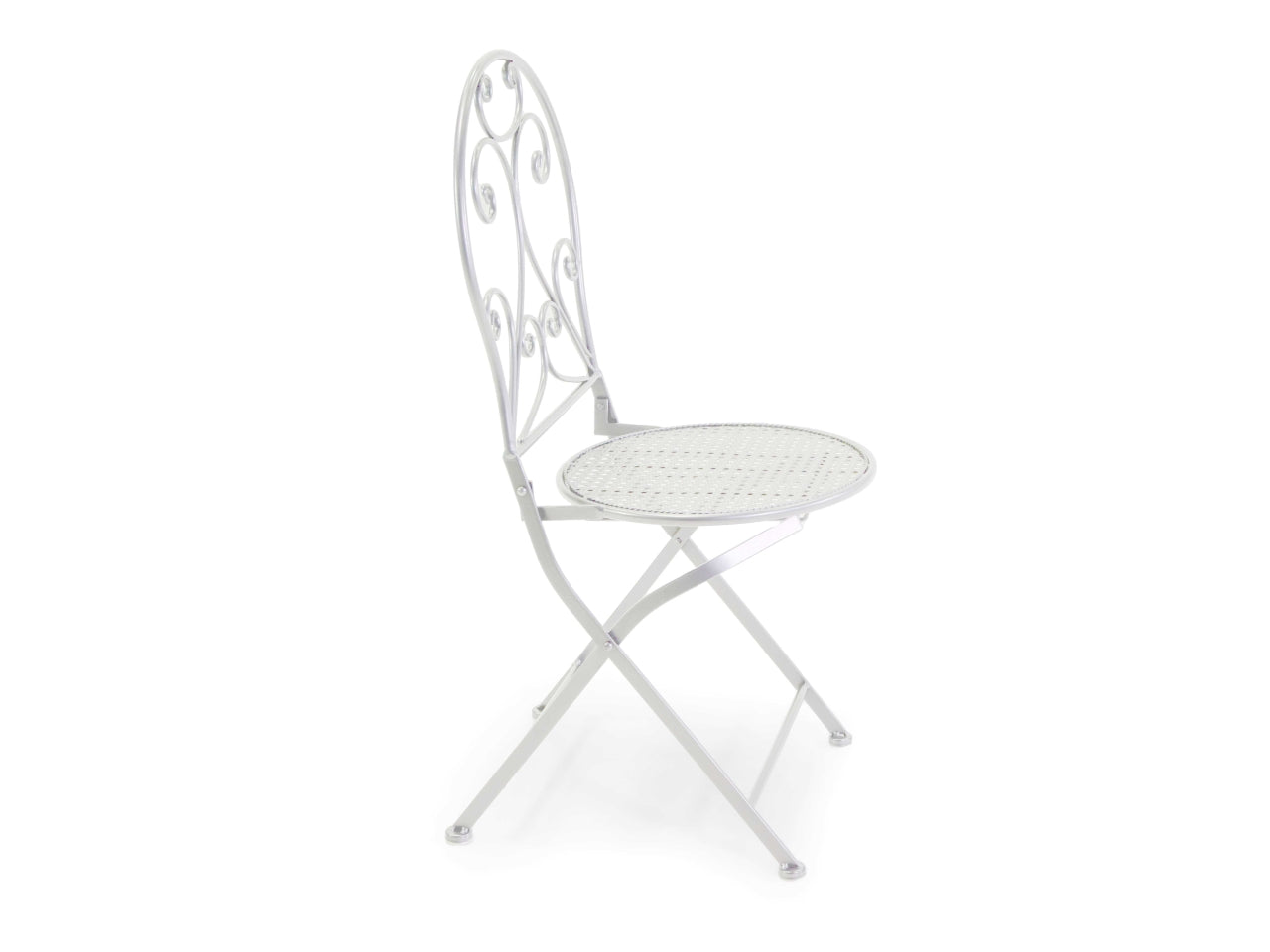 Tavolo in metallo leila colore bianco tondo con 2 sedie d.60xh.71cm
