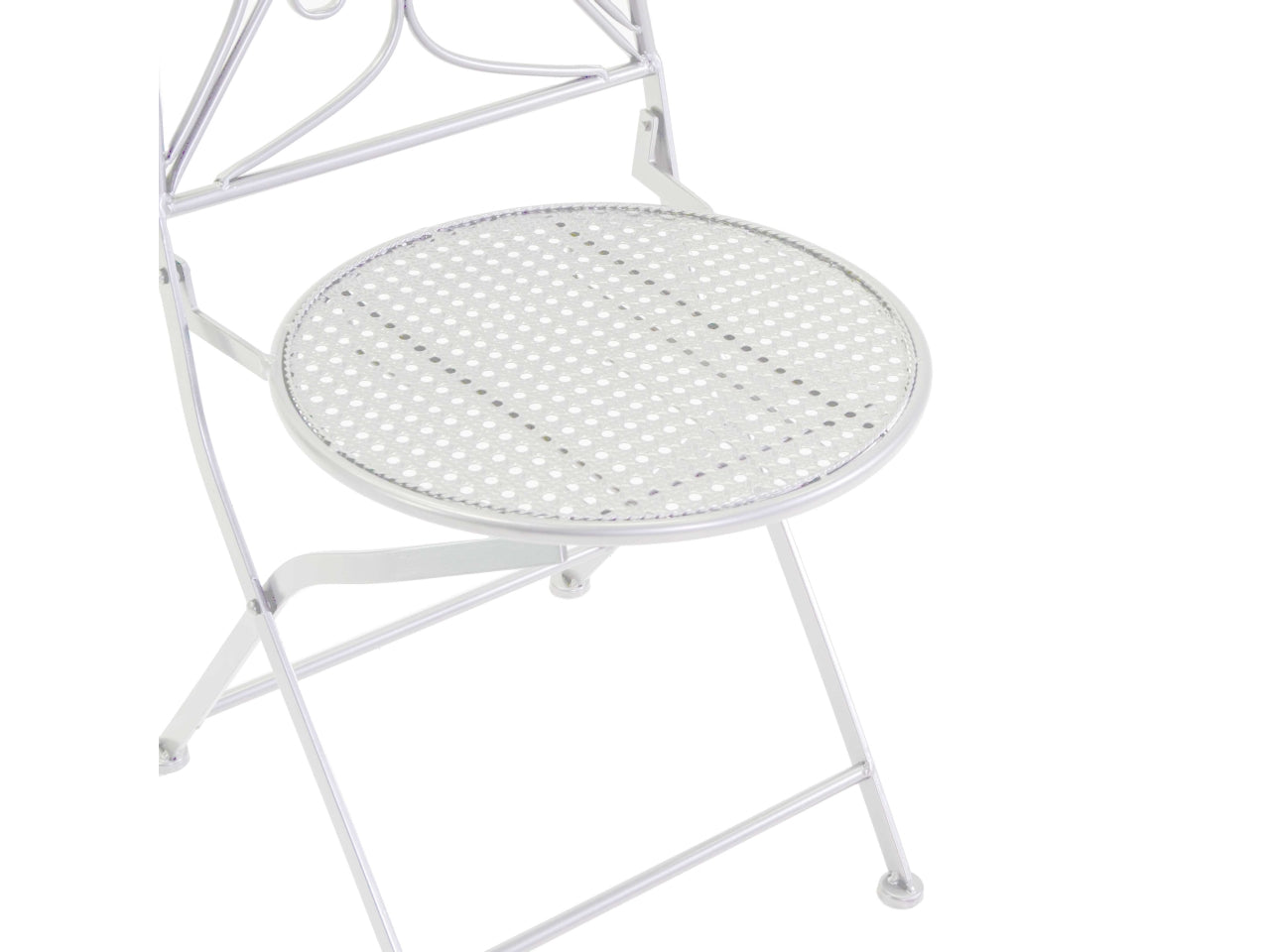 Tavolo in metallo leila colore bianco tondo con 2 sedie d.60xh.71cm