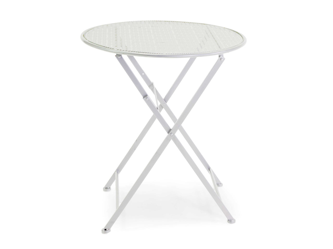 Tavolo in metallo leila colore bianco tondo con 2 sedie d.60xh.71cm