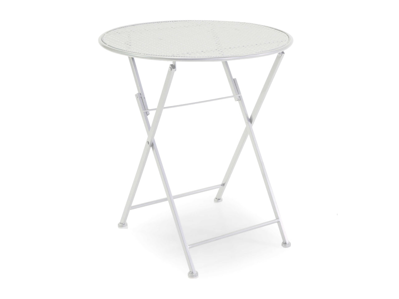 Tavolo in metallo leila colore bianco tondo con 2 sedie d.60xh.71cm
