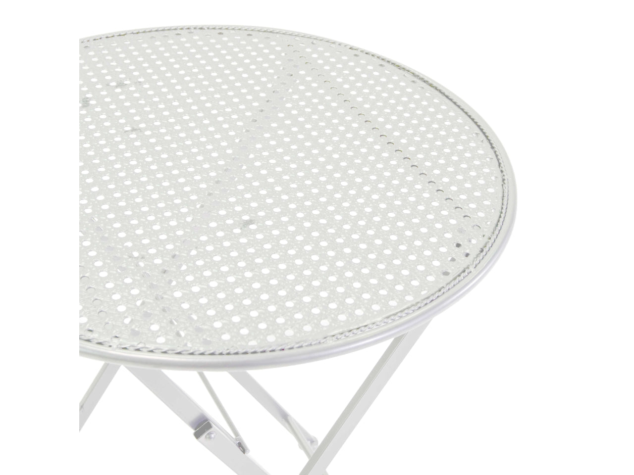 Tavolo in metallo leila colore bianco tondo con 2 sedie d.60xh.71cm