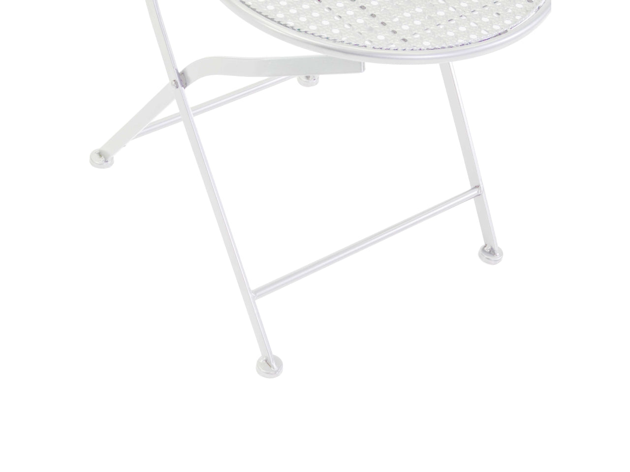 Tavolo in metallo leila colore bianco tondo con 2 sedie d.60xh.71cm