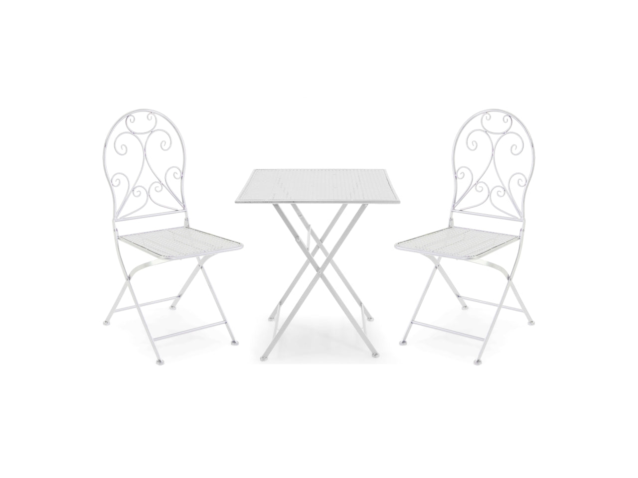 Tavolo in metallo leila colore bianco quadro con 2 sedie 60x60xh.71cm