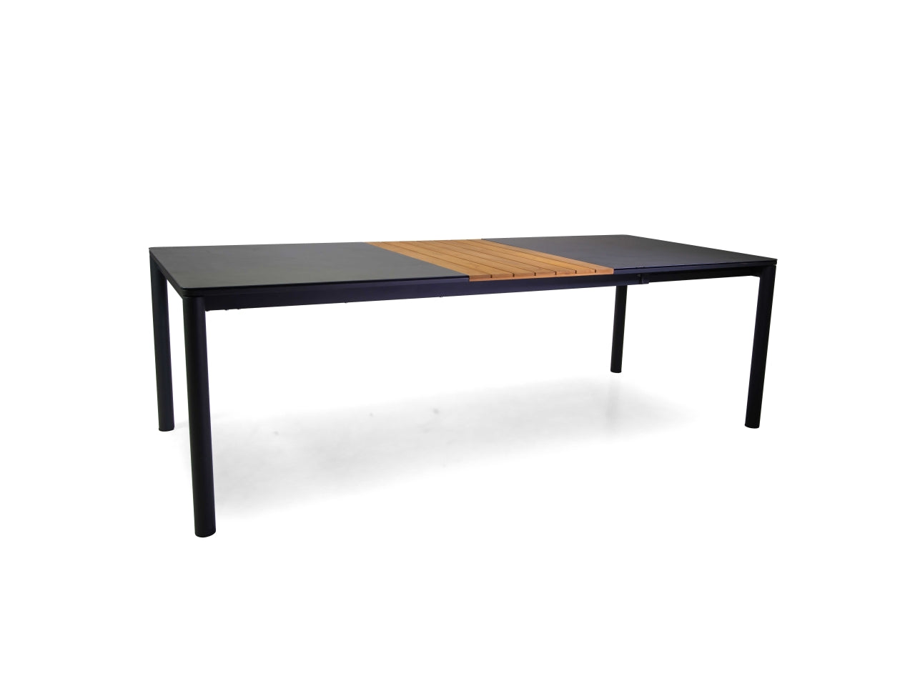 Tavolo alluminio allungabile honolulu antracite con top vetro/teak 180/240x100xh.76cm