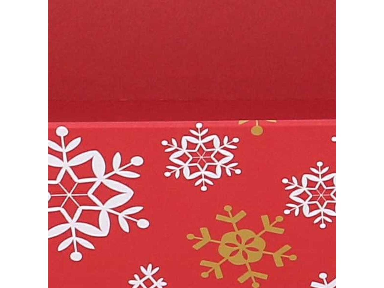 Cesta natalizia in cartone rosso fiocchi di neve 29x23x8cm - Vacchetti