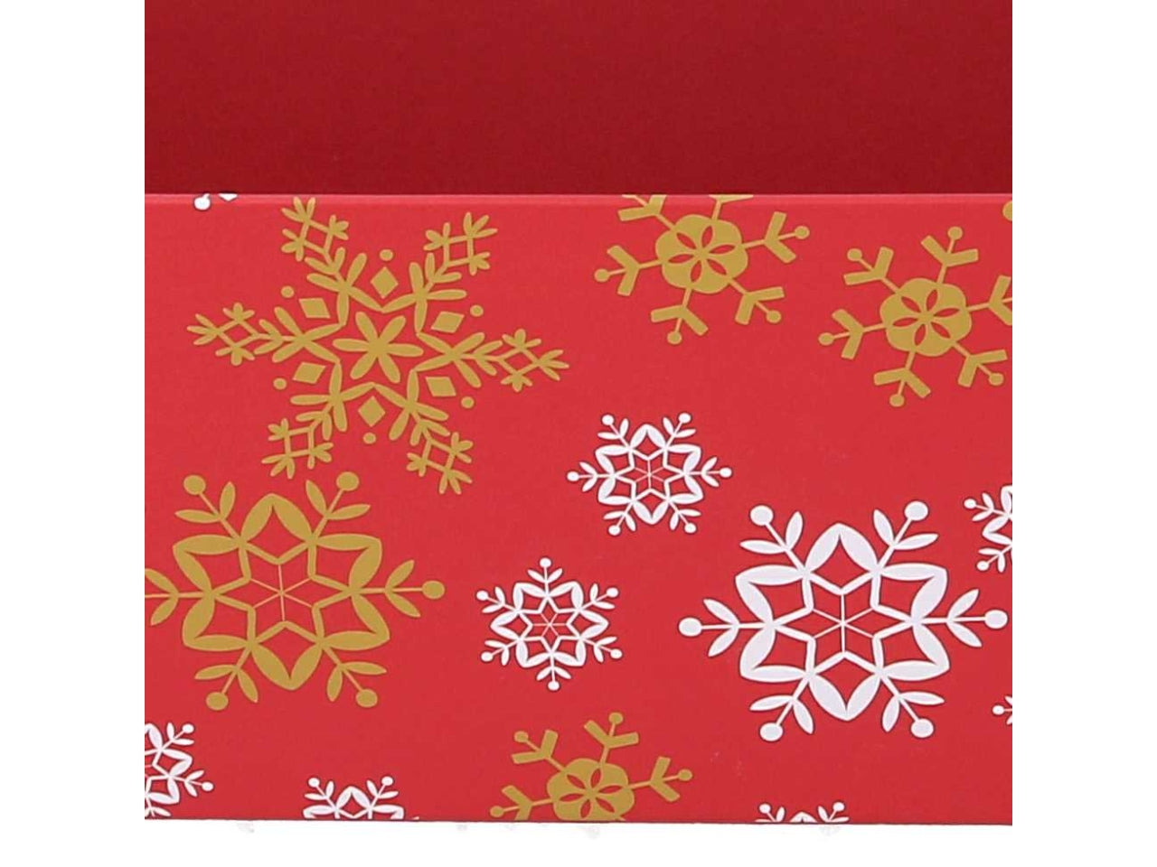 Cesta natalizia in cartone rosso fiocchi di neve 40x30x12cm - Vacchetti