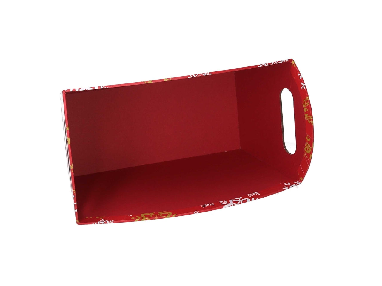 Cesta natalizia in cartone rosso fiocchi di neve 27x14x15 cm - Vacchetti