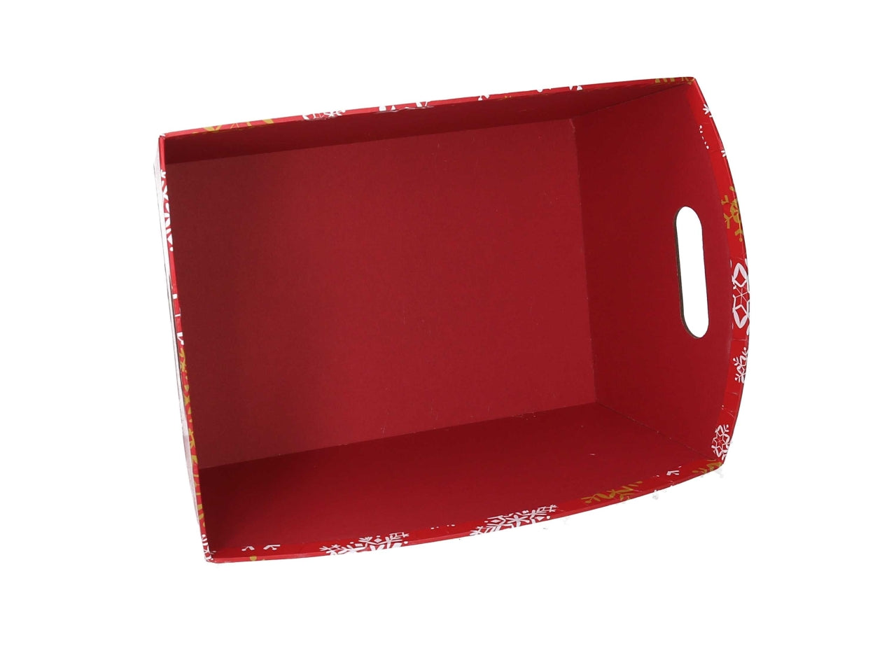 Cesta natalizia in cartone rosso fiocchi di neve 30x22x15 cm - Vacchetti