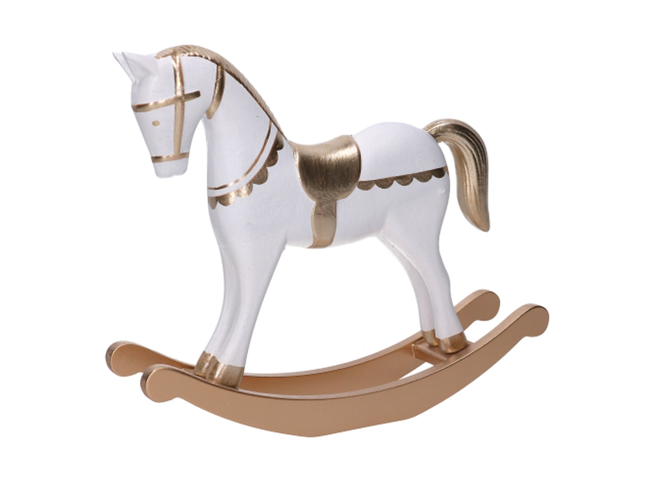 Cavallo dondolo in legno oro 22,5x26x6,5cm
