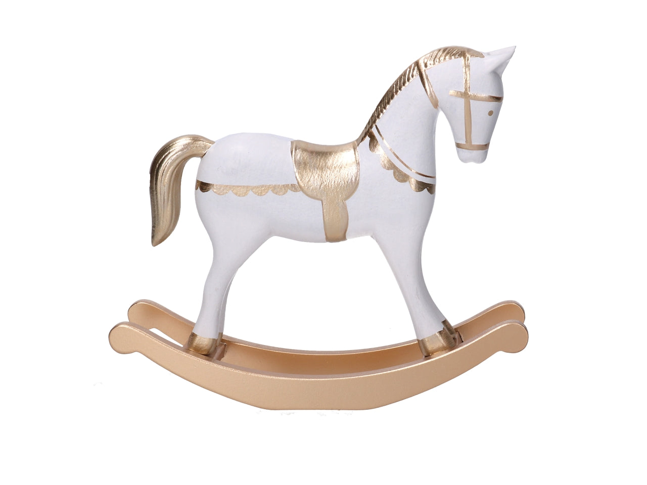 Cavallo dondolo in legno oro 22,5x26x6,5cm