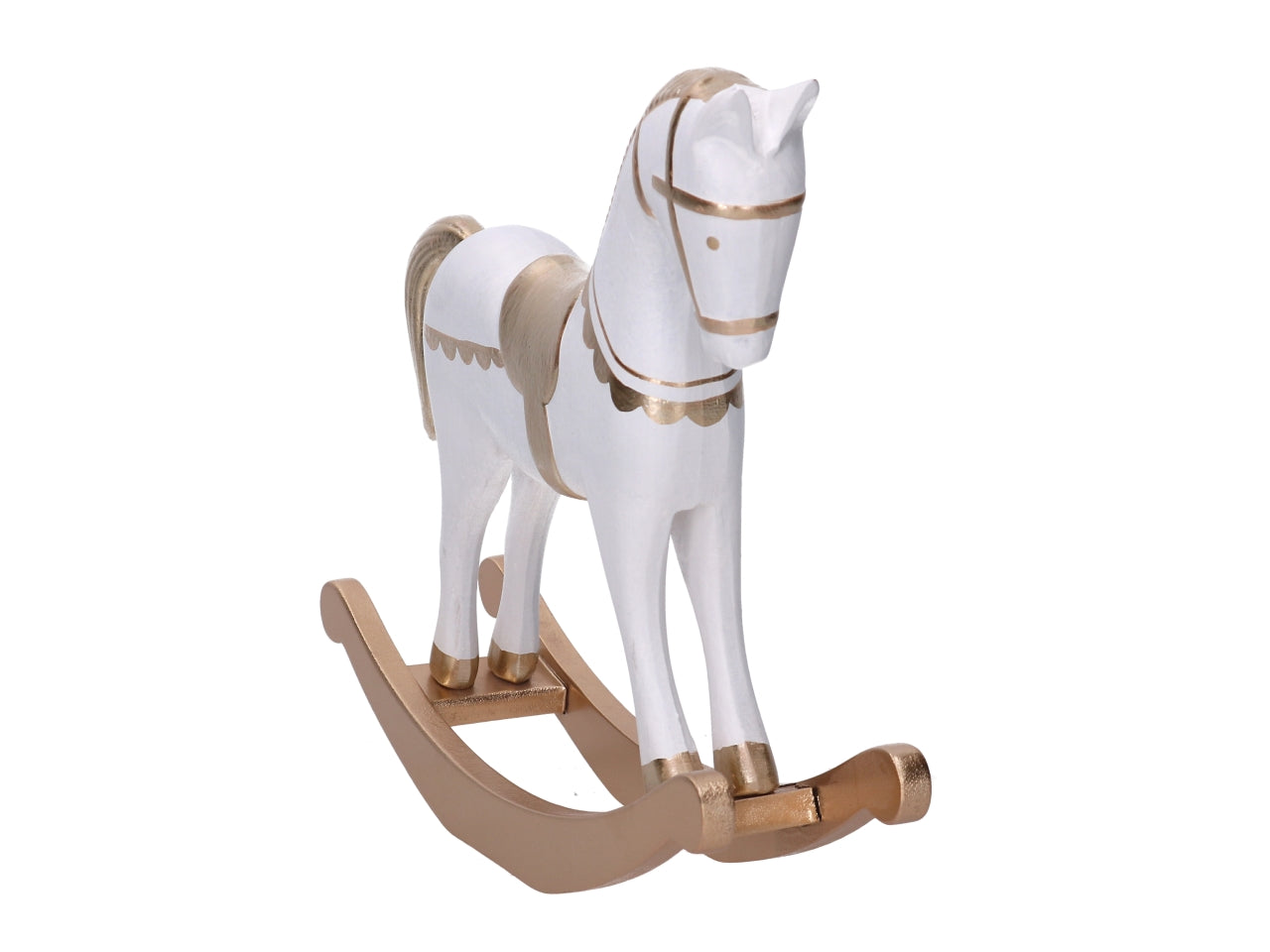 Cavallo dondolo in legno oro 22,5x26x6,5cm