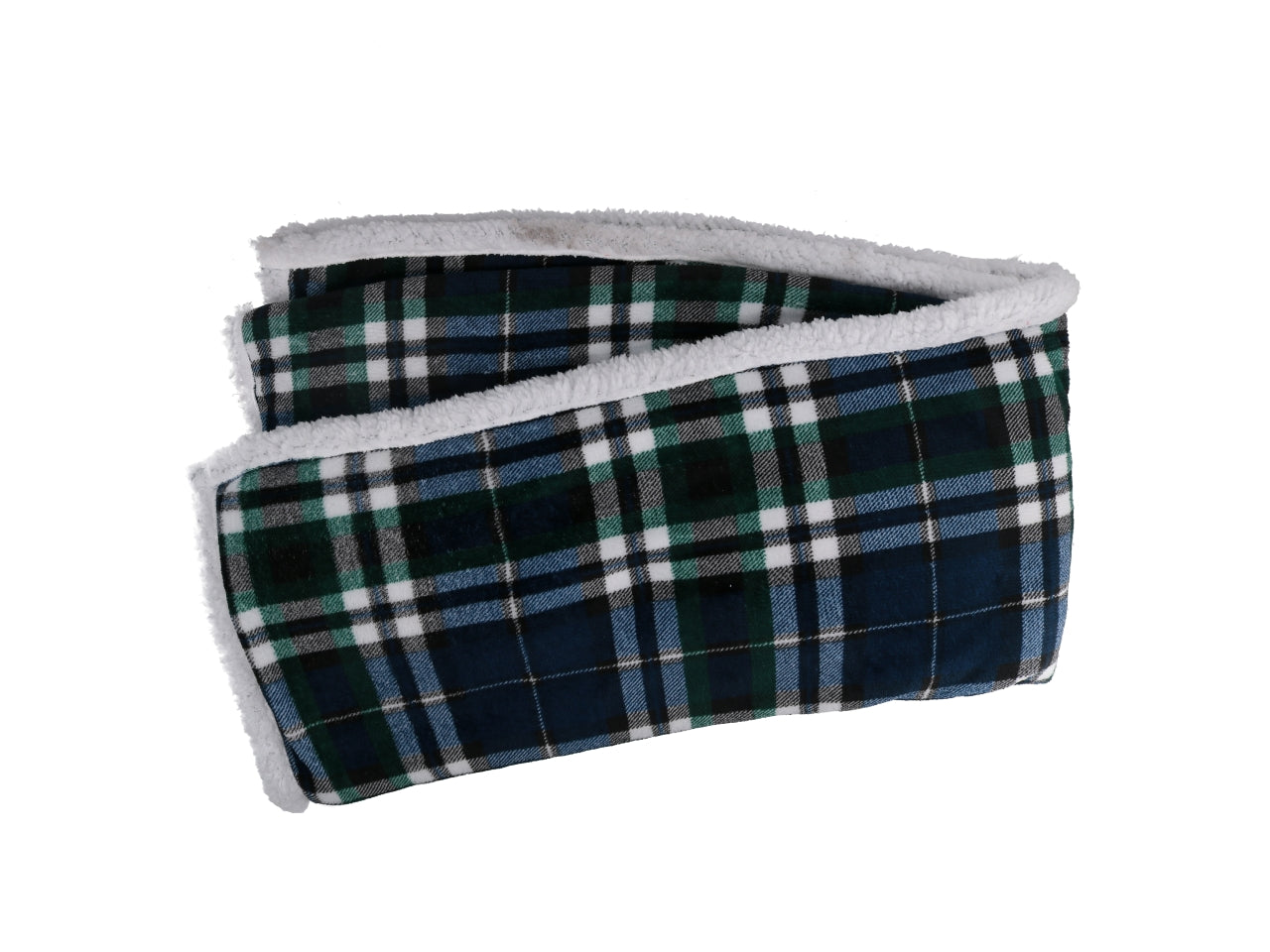 Coperta natalizia con stampa scozzese verde e blu 125x150cm