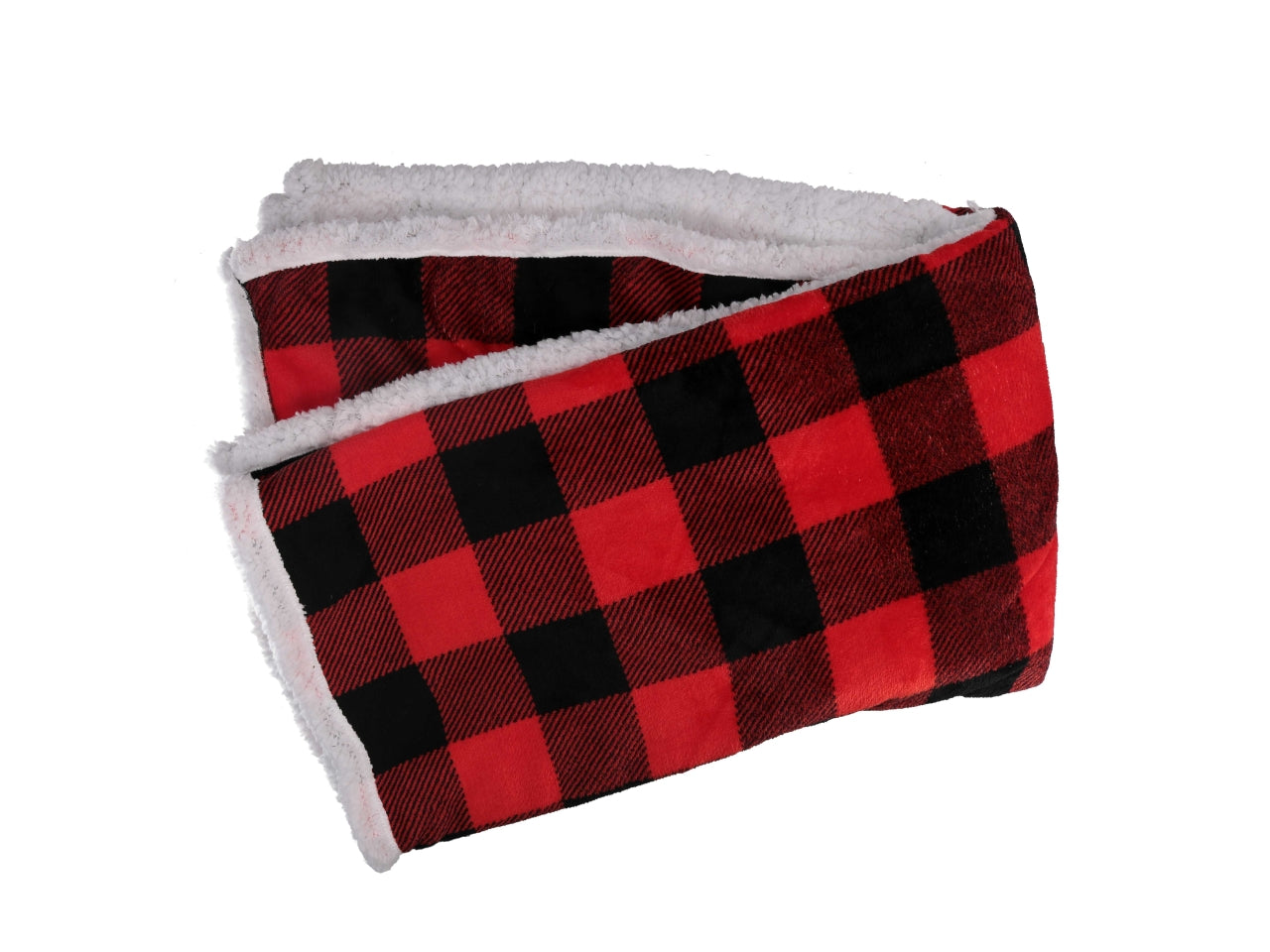 Coperta natalizia in poliestere con stampa scozzese rosso e nero 125x150 cm - Vacchetti