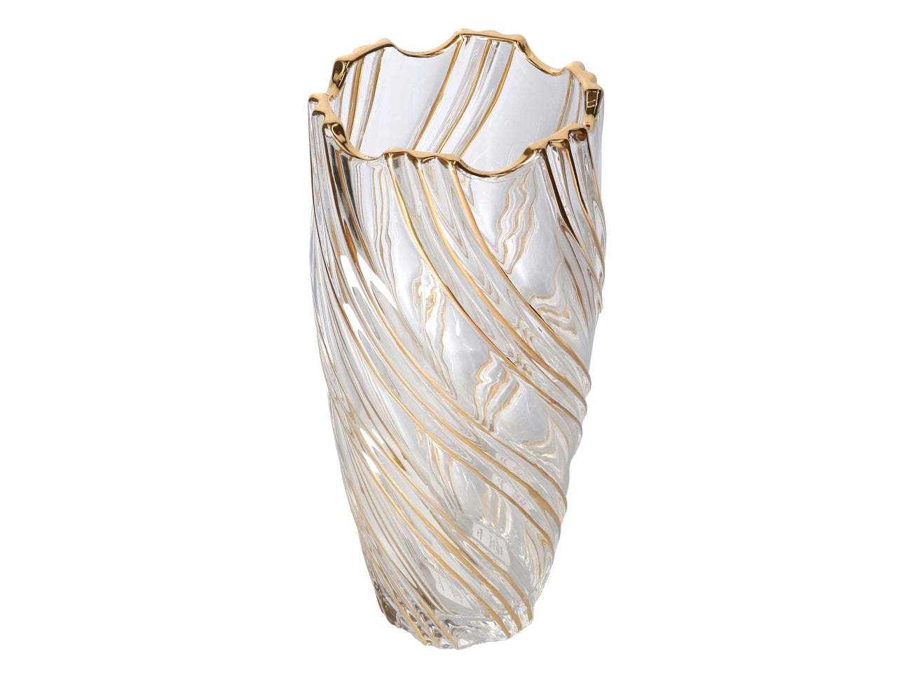 Vaso decorativo in vetro trasparente e dorato 13,5x29 cm - Vacchetti