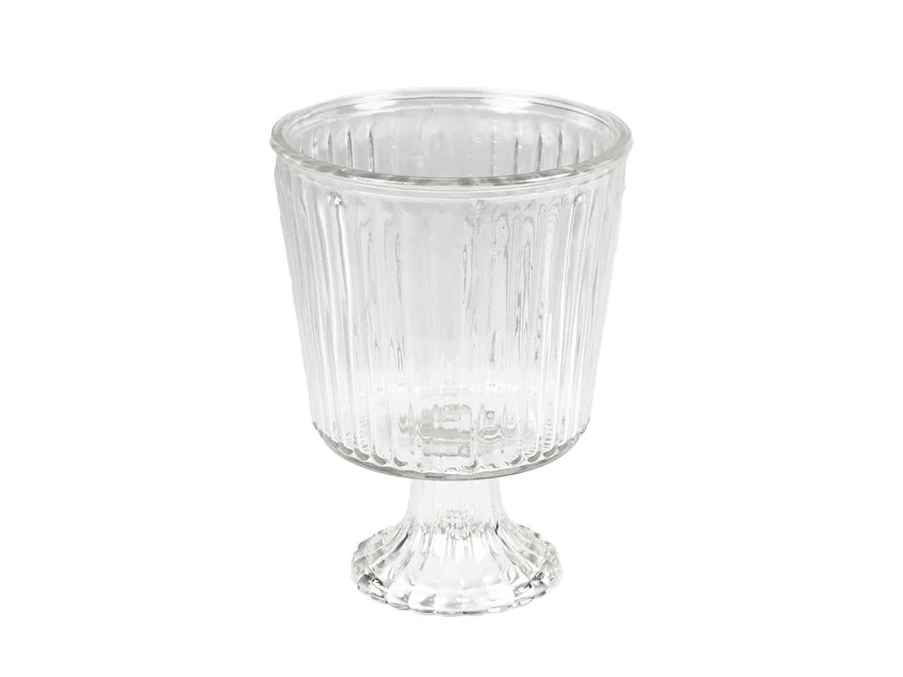 Centrotavola moderno in vetro trasparente forma bicchiere per uso interno/esterno - h.18xd.13cm - Plàthea