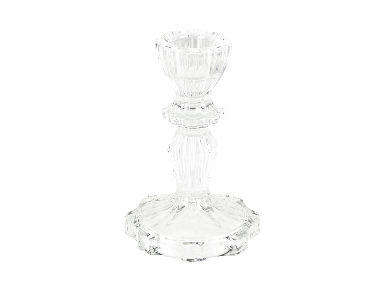 Portacandela classico in vetro trasparente con decorazione a rilievo 11x7 cm - Plàthea