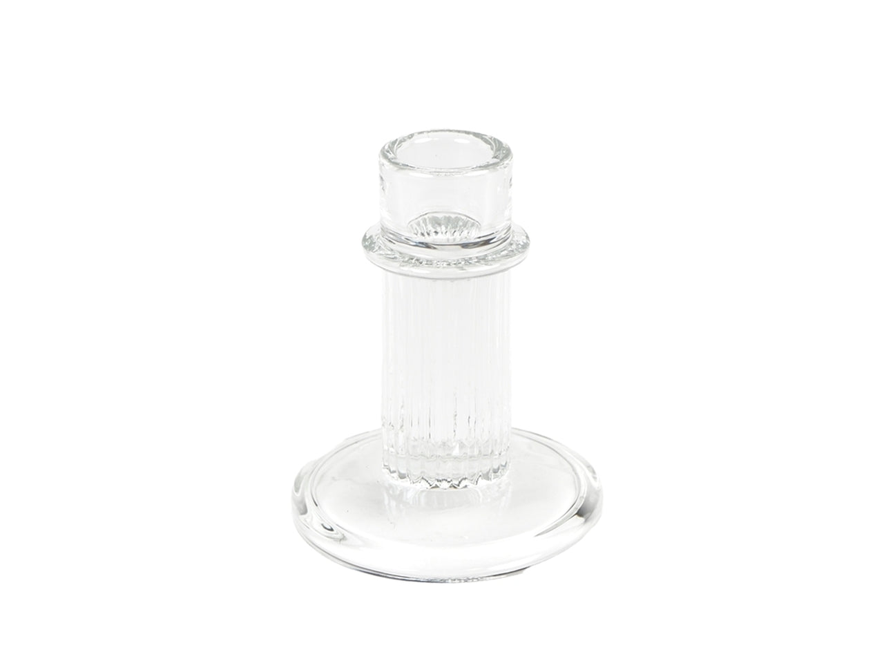 Portacandela classico in vetro traspartente con decorazione a rilievo - 10x8 cm - Plàthea