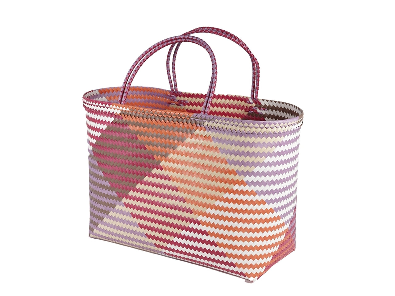 Borsa mare XXL in rattan multicolor con manici - 55x20x42 cm - Plathea