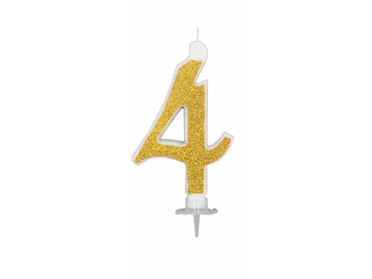 Candela 12cm glitter oro numero 4