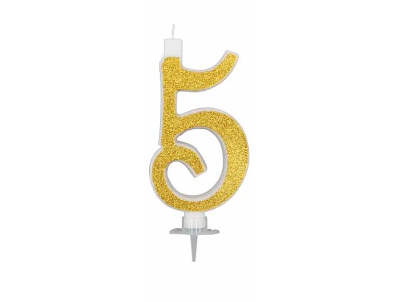 Candela cm 12 glitter oro numero 5