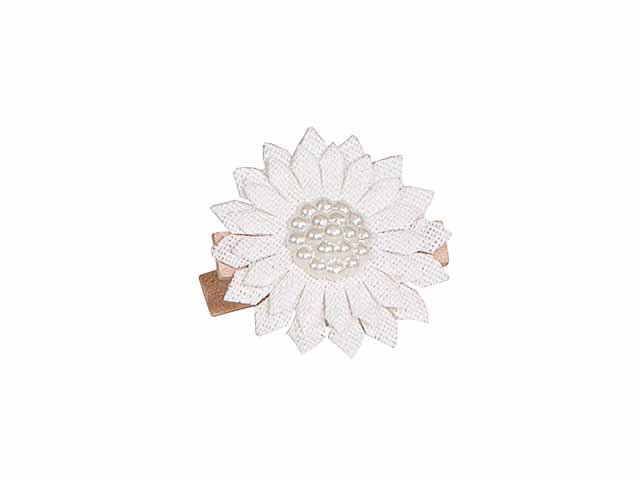 Molletta c/fiore 3,5cm bianco m001 01