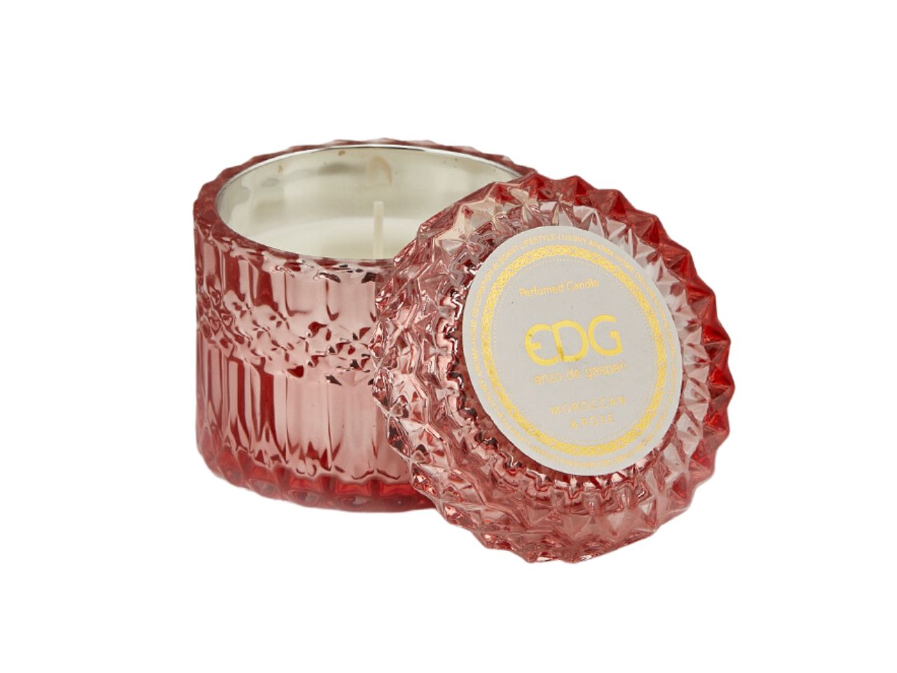 Candela crystal con vaso h.8,5xd.9cm 160gr rosa