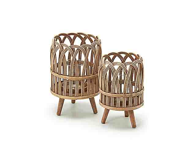 Portacandela 2 pezzi bamboo h27+24cm 640350