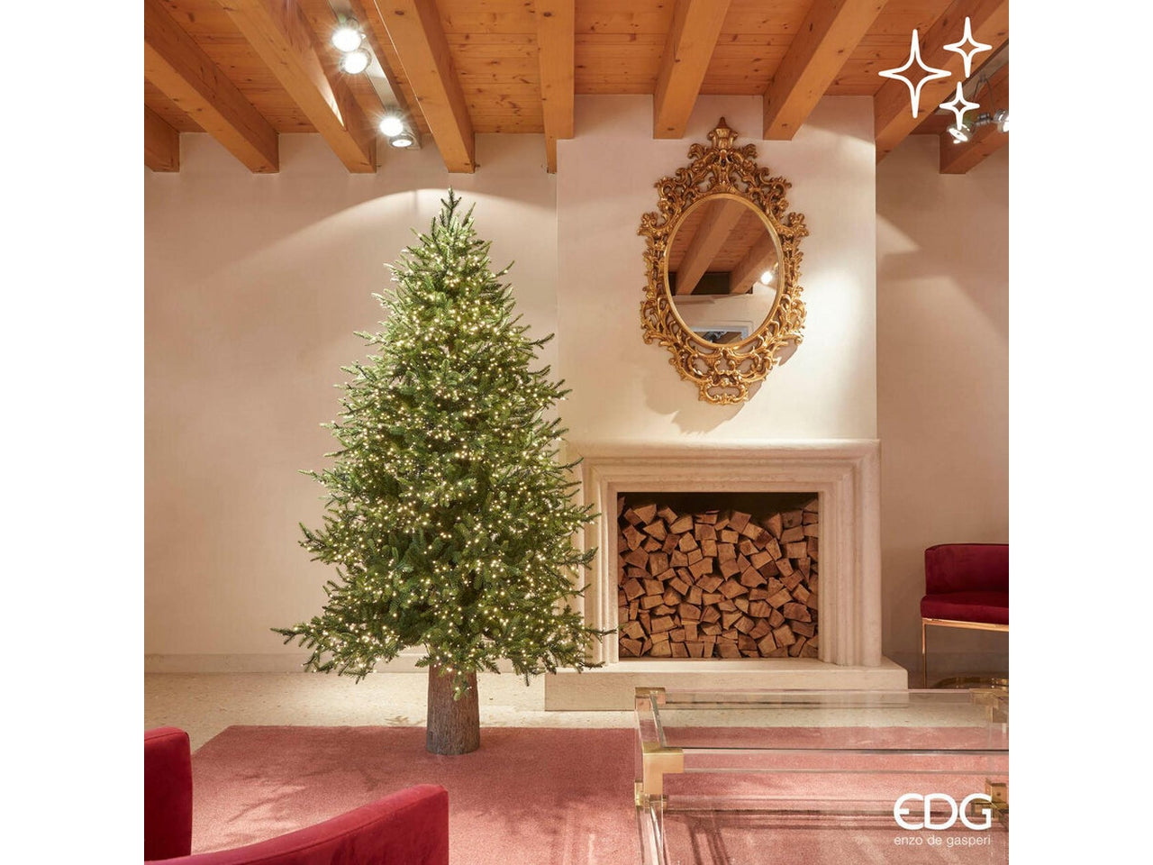Albero di natale pino luxury verde con 4000 led da 210 cm - EDG