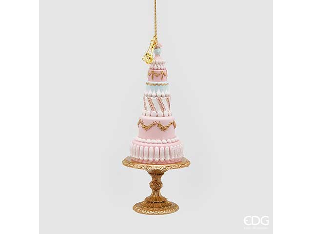 Pendente natalizio torta poly rosa 19cm