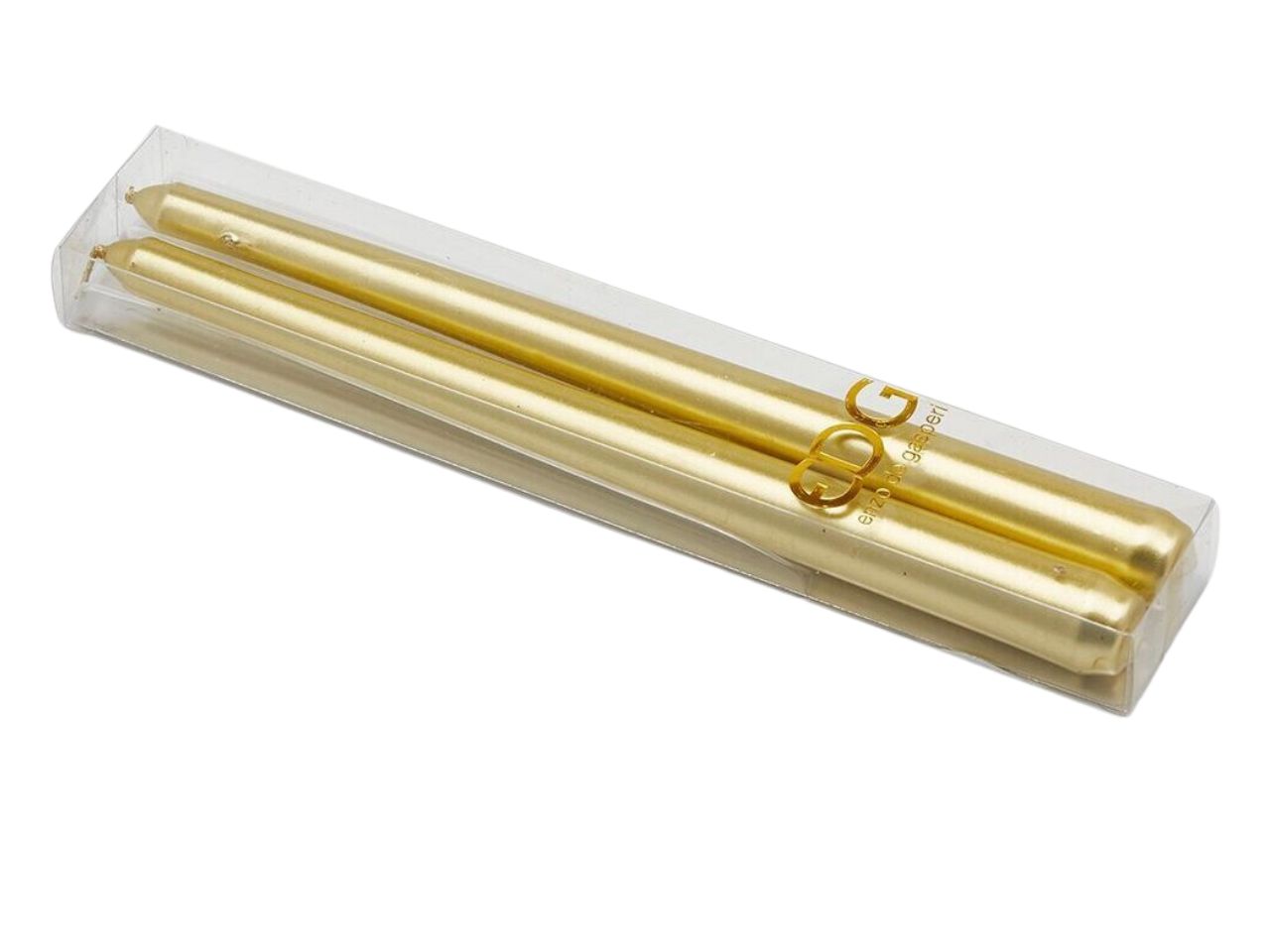 Candela a stelo misura 250x22mm colore oro - la confezione comprende 2 candele