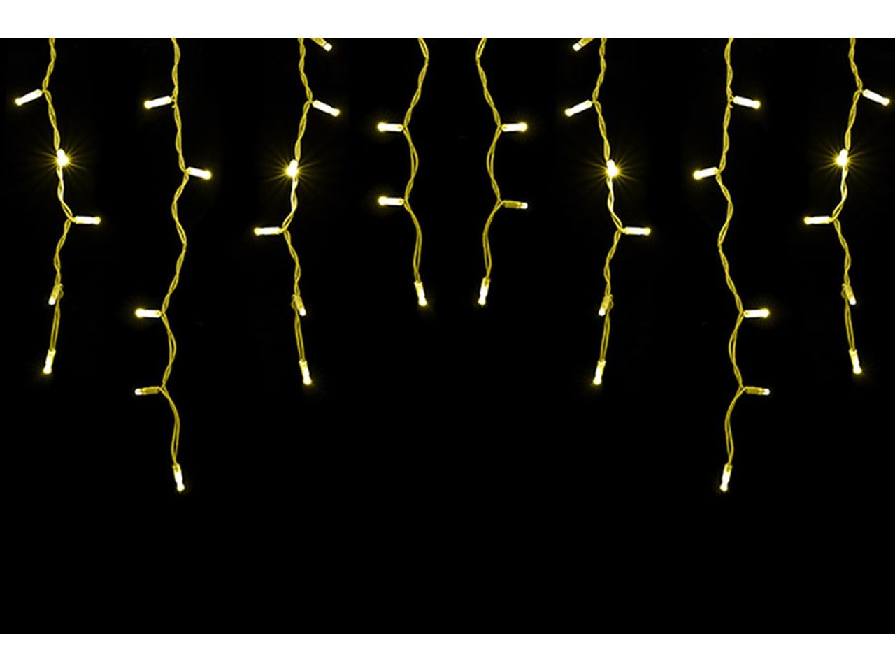 Tenda di luci natalizia a cascata con 114 led misura 3x0,5mt connect flash colore caldo per uso esterno