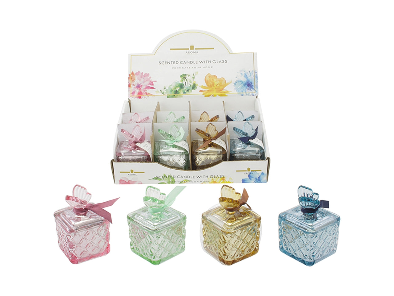 Candela 6x6x9cm 50gr in 4 fragranze assortite