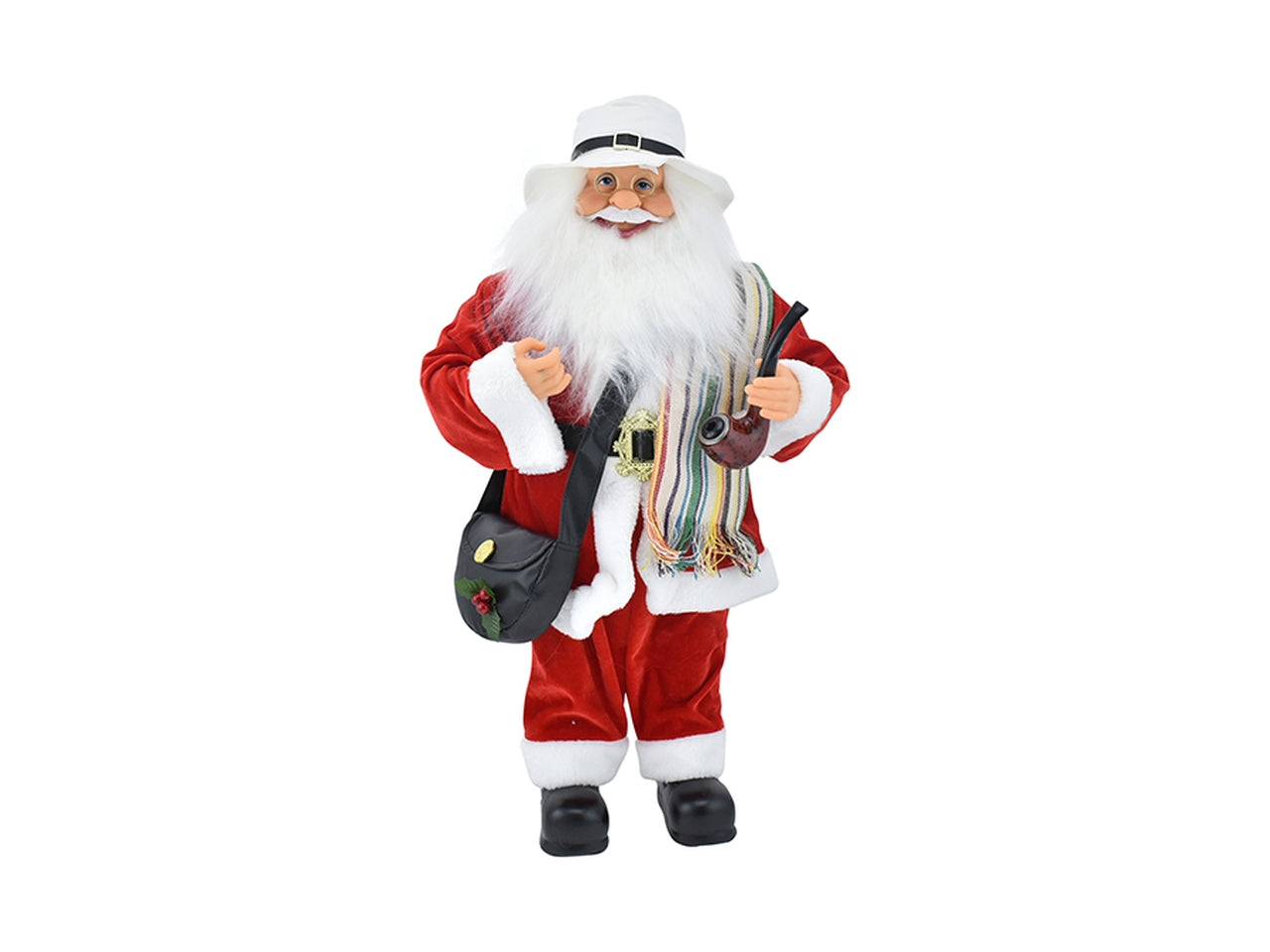Babbo natale 80cm con borsa e pipa rosso