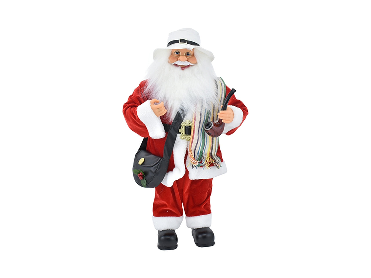 Babbo natale 40cm con borsa e pipa rosso