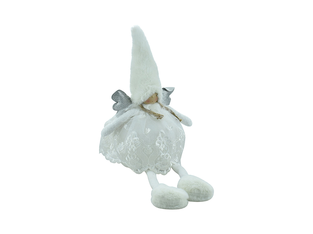 Angioletto seduto con led 16x14x40cm - bianco